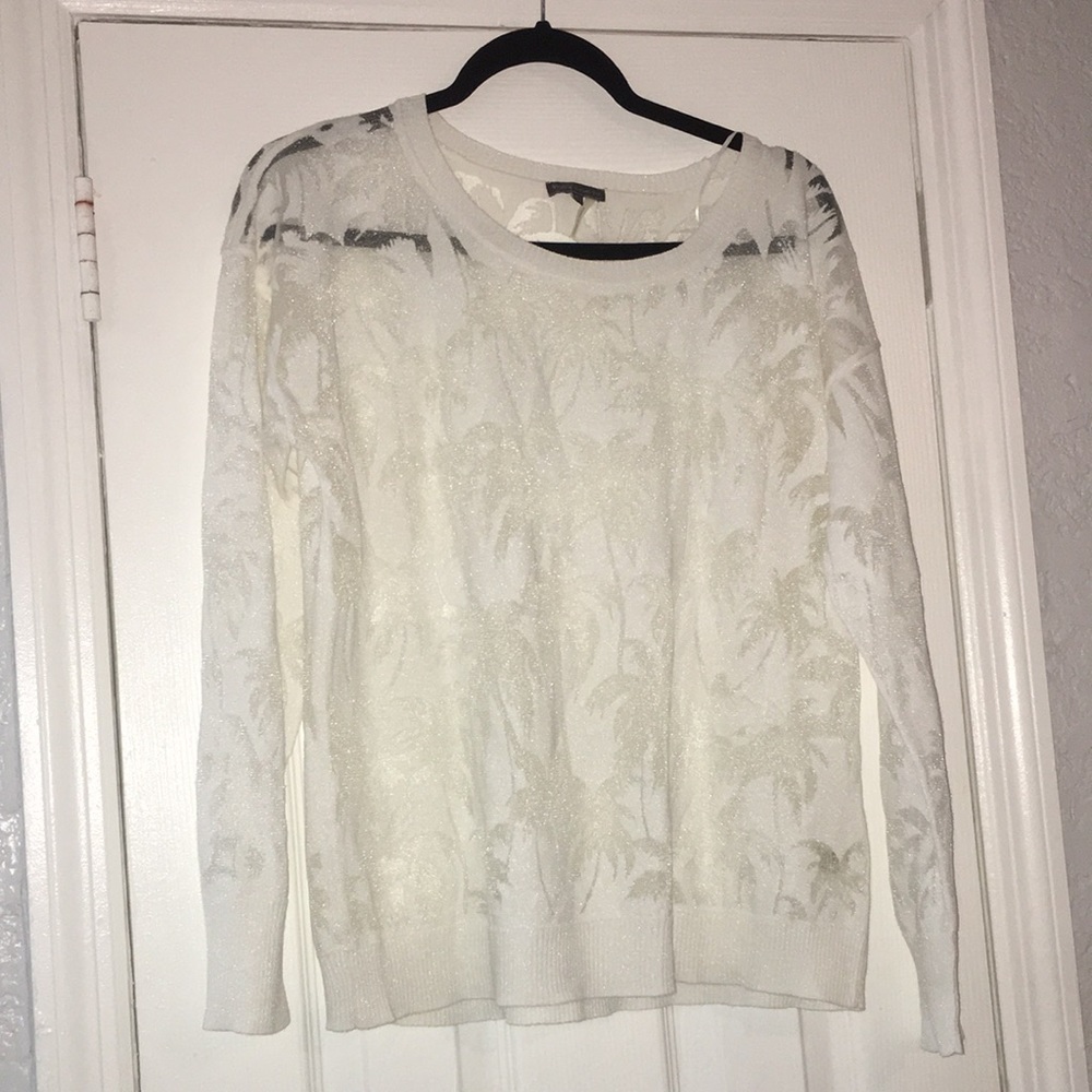 Vince Camuto Burnout Palm Tree Print Sweater lightweight